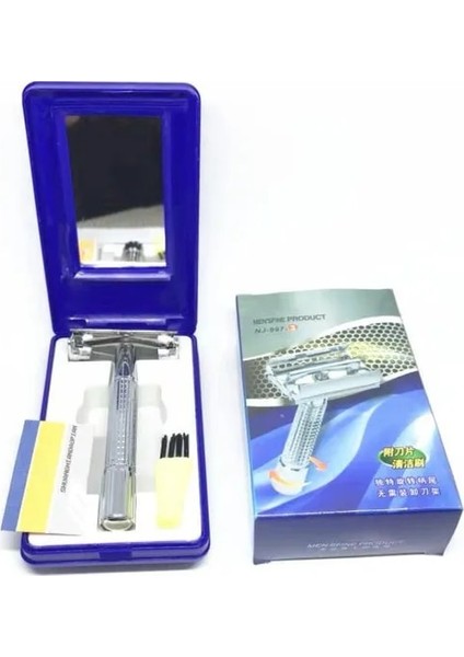 997 Erkek Tıraş Berber Aletleri Yüz Saç Jilet ve Bıçakları Antik Şerit Katlanır Tıraş Bıçağı Paslanmaz Çelik Düz Jilet Tutucu (Yurt Dışından)