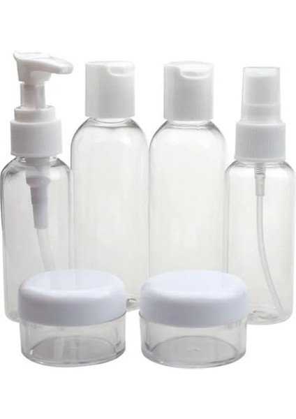Beyaz Profesyonel Yeni Taşınabilir Şeffaf Seyahat Kozmetik Şişe Noktaları Şişeleme Altı Set Plastik Malzeme 100% Yeni ve Yüksek Kalite (Yurt Dışından)