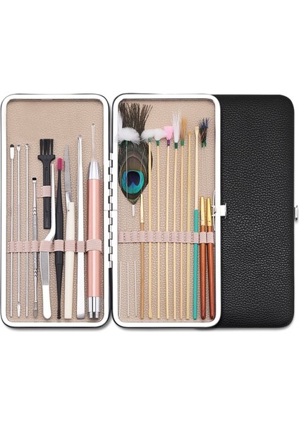 Siyah 23 Adet Kulak Kiri Temizleme Aracı Kiti Kulak Temizleme Çubuğu Seti Kulak Kirini Giderici Kaşık Kulak Temizleme Bakım Araçları LED Işık ile Yetişkin Kulak Bakımı Için (Yurt Dışından)