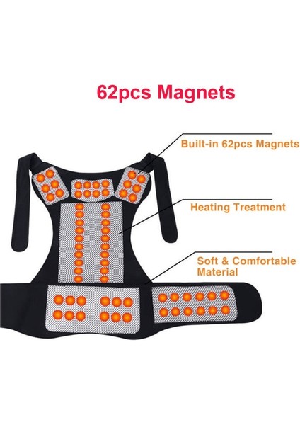 62 Adet Mıknatıslar Xl Kendinden Isıtma Sırt Desteği Bel Desteği Manyetik Isıtma Düzeltici Terapi Kemeri Geri Duruş Düzeltici Omurga Geri Bel Kemeri (Yurt Dışından)