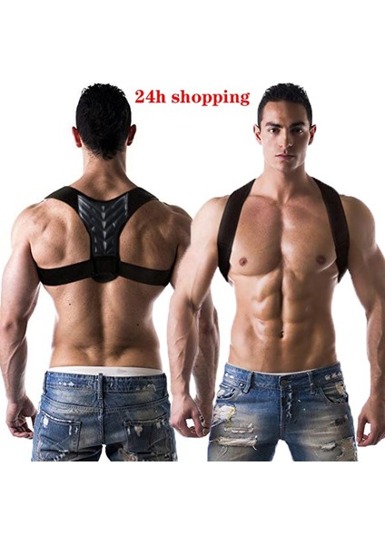 Siyah L Tıbbi Ayarlanabilir Klavikula Duruş Düzeltici Erkekler Kadınlar Üst Sırt Brace Omuz Bel Desteği Kemer Korse Duruş Düzeltme (Yurt Dışından)