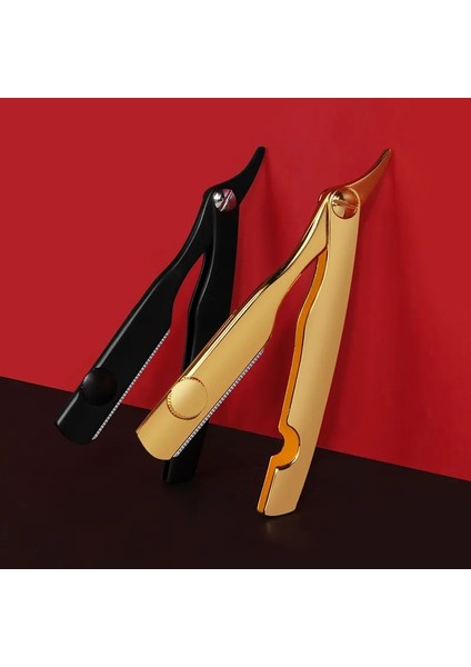 Siyah ve C Bıçakları Yeni Erkek Düz Kuaför Jilet Epilasyon Tıraş Çinko Alaşım Koltukaltı Saç Katlanır Jilet Epilasyon Aracı (Yurt Dışından) fiyatları