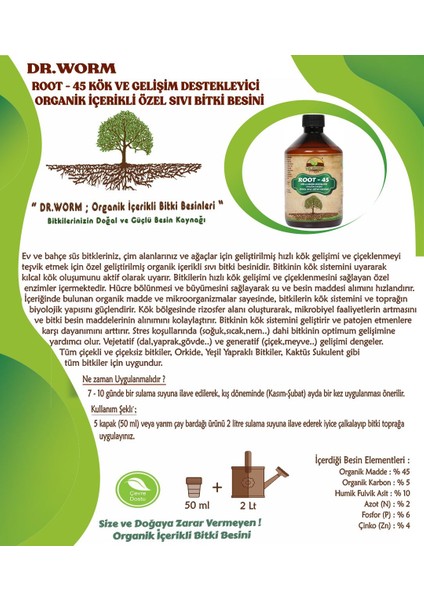 Root- 45 Köklendirici & Gelişim Destekleyici Organik Içerikli Sıvı Bitki Besini 500 ml indirimleri