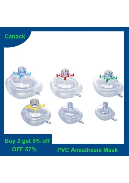 1 Adet Size5 Canack 1 Adet/6 Adet Pvc Anestezi Maskesi Yüksek Kaliteli Tek Kullanımlık Pvc Resüsitasyon Yüz Maskeleri Yetişkin ve Çocuk Için 6 Boyutu (Yurt Dışından)
