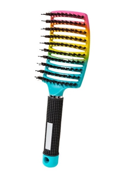 Renkli Saç Saç Derisi Masaj Tarak Kıl Naylon Saç Fırçası Islak Kıvırcık Detangle Anti-Statik Saç Fırçası Profesyonel Salon Kuaförlük Tarzı (Yurt Dışından)