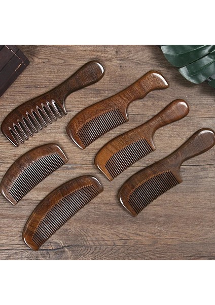 20CM-2 Ahşap Tarak Büyük Siyah Altın Ipek Sandal Ağacı Tarak Saç Dökülmesine Karşı Geniş Dişler Ev Düz Kıvırcık Saç Taşınabilir Tarak Yazı (Yurt Dışından)