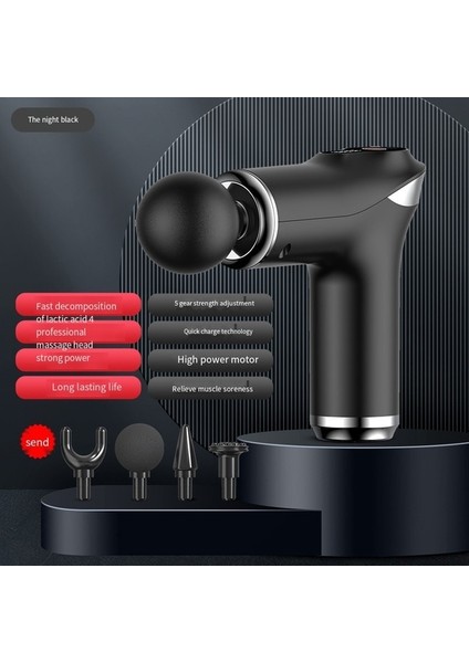 Siyah Tip-C Şarj Mini Masaj Tabancası Vurmalı Tabanca Masajı Taşınabilir Fasya Tabancası Sırt Omuz Derin Kas Gevşetme مسدسات تدليك مساج (Yurt Dışından)