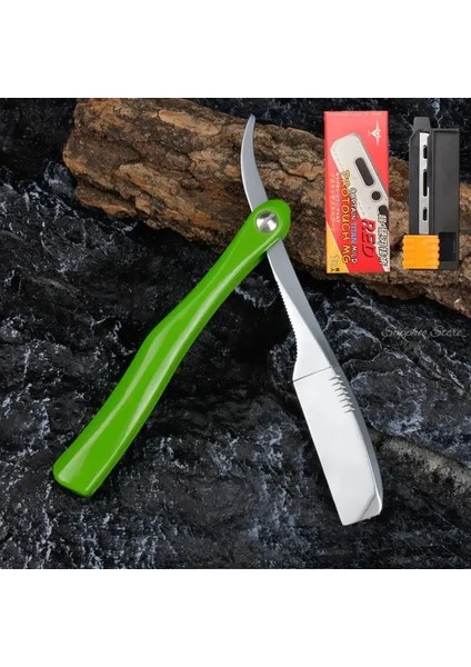 Yeşil Tıraş Bıçağı Tüy Bıçak Japon Çinko Alaşımı Vintage Manuel Tıraş Bıçağı Retro Katlanır Bıçak Erkekler Tıraş Berber Aletleri Abs Kolu (Yurt Dışından)