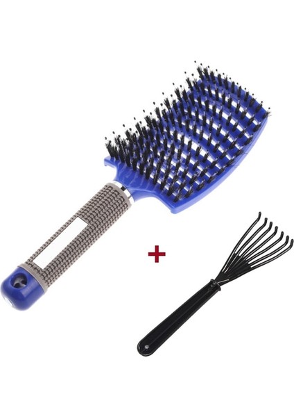 Mavi ve Fırça Saç Derisi Masaj Tarak Kıl Naylon Saç Fırçası Islak Kıvırcık Detangle Anti-Statik Saç Fırçası Profesyonel Salon Kuaförlük Tarzı (Yurt Dışından)