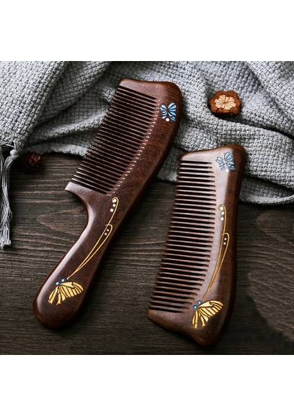 No.1 1 Adet Masaj Tarak Doğal Altın Sandal Ağacı Yoğun Diş Kelebek Boyalı Ahşap Tarak Kafa Masajı Cep Saç Tarağı Hediye Kadınlar Için (Yurt Dışından) fiyatları