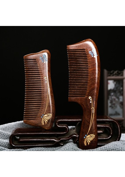 No.1 1 Adet Masaj Tarak Doğal Altın Sandal Ağacı Yoğun Diş Kelebek Boyalı Ahşap Tarak Kafa Masajı Cep Saç Tarağı Hediye Kadınlar Için (Yurt Dışından) modelleri