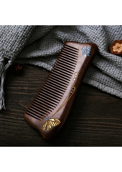 No.1 1 Adet Masaj Tarak Doğal Altın Sandal Ağacı Yoğun Diş Kelebek Boyalı Ahşap Tarak Kafa Masajı Cep Saç Tarağı Hediye Kadınlar Için (Yurt Dışından) fırsatları
