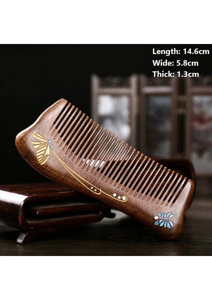No.1 1 Adet Masaj Tarak Doğal Altın Sandal Ağacı Yoğun Diş Kelebek Boyalı Ahşap Tarak Kafa Masajı Cep Saç Tarağı Hediye Kadınlar Için (Yurt Dışından) indirimleri