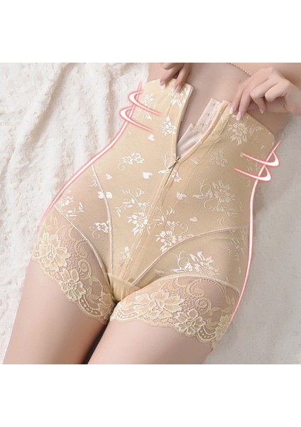 Xl Kadın Kontrol Shapewear Fermuarlı Yüksek Bel Karın Sıkma Pantolon Karın Masajı Için Nefes Elastik Yumuşak Dantel (Yurt Dışından)
