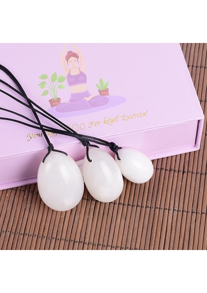 40X25 mm Yeşim Yumurta Yoni Hediye Kutuları Seti Doğal Taş Beyaz Yeşim Yumurta Matkap Masaj Kristal Top Kegel Egzersiz Pelvik Taban Kas Vajinal (Yurt Dışından)