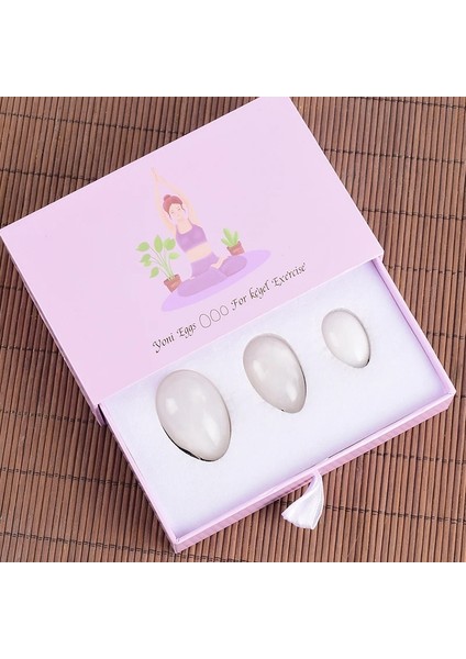 40X25 mm Yeşim Yumurta Yoni Hediye Kutuları Seti Doğal Taş Beyaz Yeşim Yumurta Matkap Masaj Kristal Top Kegel Egzersiz Pelvik Taban Kas Vajinal (Yurt Dışından)