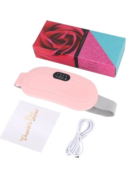 Pembe Elektrikli Titreşimli Karın Isıtma Masaj Kemeri (Yurt Dışından)