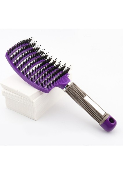 Mor Saç Fırçası Saç Derisi Masaj Tarak Saç Fırçası Kıl ve Naylon Kadın Islak Kıvırcık Detangle Saç Fırçası Salon Kuaförlük Şekillendirici Araçları (Yurt Dışından)