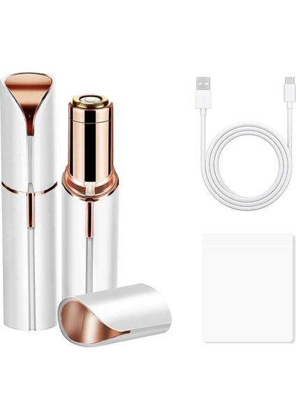 Beyaz USB Kadın Yüz Epilasyon Kaş Düzeltici Ruj Şekli Mini Taşınabilir Elektrikli Epilatör Ağrısız Yüz Jilet Güzellik Aracı (Yurt Dışından)