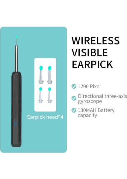 Beyaz Kablosuz Wifi Ne3 Kulak Temizleyici Yüksek Hassasiyetli Kulak Kiri Temizleme Aracı Kamera ile LED Işık Kulak Kiri Sökücü Bakım Kulak Temizleme Kiti (Yurt Dışından)