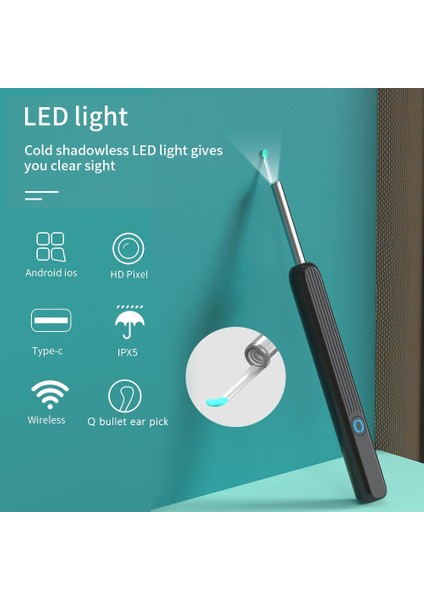 Beyaz Kablosuz Wifi Ne3 Kulak Temizleyici Yüksek Hassasiyetli Kulak Kiri Temizleme Aracı Kamera ile LED Işık Kulak Kiri Sökücü Bakım Kulak Temizleme Kiti (Yurt Dışından)