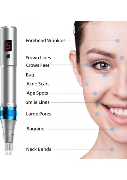 B-Nano 240 Mikron Bmy Dermapen Elektrikli Kablosuz Mikro Haddeleme Damga Derma Kalem Makinesi Eksfoliasyon Gözenekleri Küçültmek Için Mikroiğne Kalem Süngü Iğne (Yurt Dışından)