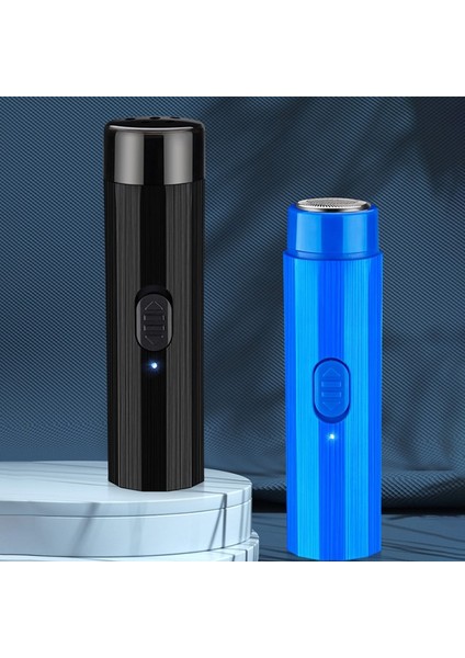 Mavi Mini USB Elektrikli Tıraş Makinesi Jilet Taşınabilir Döner Kesici Kafa Sakal Anız Düzeltici Seyahat Kullanımı (Yurt Dışından)