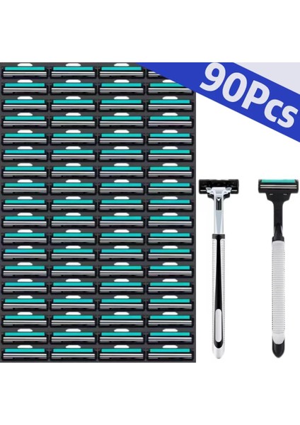 60 Adet 60 Adet Jilet Manuel Tıraş Makinesi Saç Çıkarıcı Çift Bıçaklı Yedek Kesici Kafaları Tutucu Erkekler Için Paslanmaz Çelik El Tıraş (Yurt Dışından)