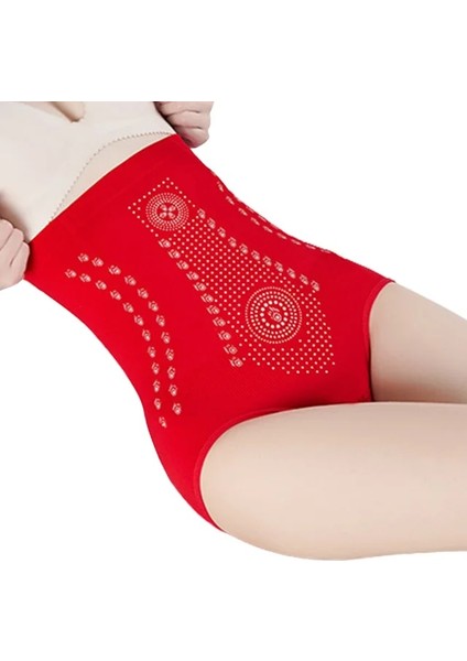 Kırmızı Xl Naylon Şekli Kalça Kaldırma Külot Yüksek Bel Negatif Iyon Karın Pantolon Traceless Dikişsiz Düz Renk Pamuk Kasık Kadınlar Için (Yurt Dışından)