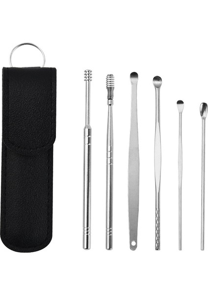 Stil-Mavi 6 Parçalı Set Paslanmaz Çelik Kulak Toplama Aracı Kulak Kepçe Yetişkin Spiral Kulak Kiri Seçici Earpick Sökücü Temizleme Delme Seti Temizleyici (Yurt Dışından)