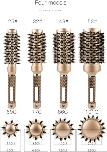 Mavi 45 Alüminyum Tüp Yuvarlak Fırça Profesyonel Salon Şekillendirici Araçları Kuaförlük Curling Saç Fırçaları Naylon Kıl Seramik Varil Tarak (Yurt Dışından) modelleri