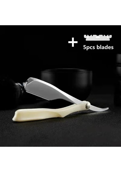 Beyaz Erkekler Tıraş Berber Aletleri Saç Jilet Siyah Katlanır Tıraş Makinesi Bıçak Paslanmaz Çelik Düz Emniyetli Jilet Barbearia Tutucu Hediye (Yurt Dışından)