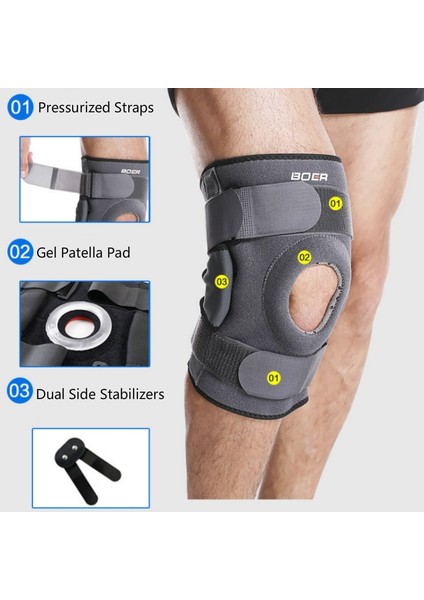 Gri Xl 1 Adet Menteşeli Dizlik Diz Desteği Jel Patella Dizlik Koruyucu Koruyucu Askı Çift Taraflı Sabitleyici Menisküs Yırtılması Artrit (Yurt Dışından) modelleri