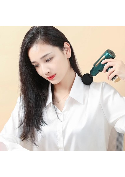 LCD Yeşil Çantalı Masaj Tabancası Elektrikli Perküsyon Derin Kas Gevşetme Fitnes Saude Vücut Boyun Sırt Masajı Sağlık Masajı Ücretsiz Özel Logo (Yurt Dışından) indirimleri