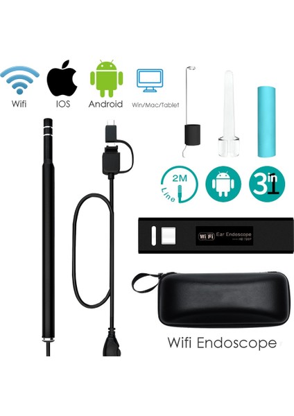 Android Pc Için 1.3mp 0.3/1.3mp Tıbbi USB Hd Wifi Görsel Kulak Endoskop Kaşık Kamera Borescope Android Pc Ios Tablet Iphone Kulak Temizleme Çubuğu Aracı Otoskop (Yurt Dışından)