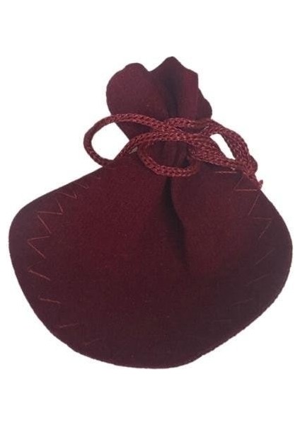 Kadife Kese Bordo 100 Adet 6x8 Boy Takı, Altın Kesesi (Ipli & Büzgülü)