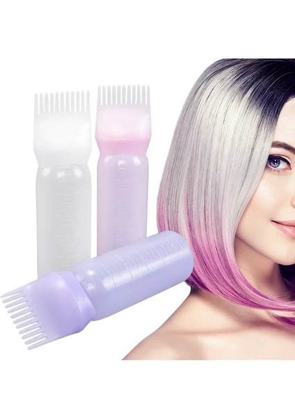 Mor 120 ml Saç Boyama Şampuan Şişesi Yumuşak Plastik Boyalar Aplikatör Şişesi Eşit Boyalı Tarak Salon Sıcak Yağ Kuaförlük Şekillendirici Aracı (Yurt Dışından)