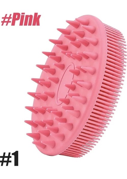 1-Pembe Banyo ve Şampuan Fırçası Peeling Silikon Vücut Scrubber Nazik Spa Masaj Baş Derisi Masaj Duş Fırçası Islak ve Kuru Kullanım (Yurt Dışından)