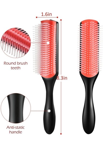 Siyah Berber Saç Tarak 9-Satır Dolaşık Açıcı Saç Fırçası Denman Dolaşık Açıcı Saç Fırçası Saç Derisi Masaj Düz Islak Tarak Salon Kıvırcık Saç Fırçası (Yurt Dışından) indirimleri