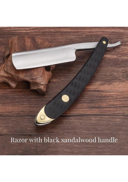 Siyah Sandal Ağacı Japonya S45C Karbon Çelik Jilet Düz Kenar Paslanmaz Çelik Keskin Berber Katlanır Jilet Doğal Sandal Ağacı Kolu Boynuz Kolu (Yurt Dışından)