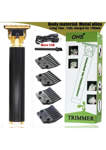 Metal Siyah Saç Kesme Makinesi T9 Vintage Saç Düzeltici Erkekler Için Berber Makası Profesyonel USB Şarj Edilebilir Elektrikli Sakal Tıraş Makinesi 0.1mm (Yurt Dışından) fiyatları