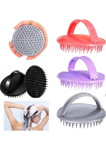 Gri Kafa Masaj Fırçası Yumuşak Silikon Şampuan Fırçası Banyo Ürünleri Plastik Sıhhi Tarak Yıkama Saç Derisi Duş Vücut (Yurt Dışından)