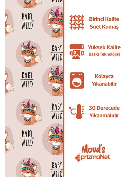 Bebek Tilki Desenli Baskılı Çocuk ve Bebek Odası Fon Perdesi 2 Kanat - Prd-11 fırsatları