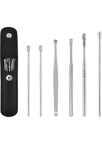 Siyah 6 Adet Kulak Tıkacı Çubukları Kulak Temizleyici Balmumu Temizleme Aracı Kulak Kirini Çıkarıcı Curette Kulak Temizleme Çubuğu Temizleme Kulak Temizleyici Kaşık Sağlık Kulak Tıkacı (Yurt Dışından)