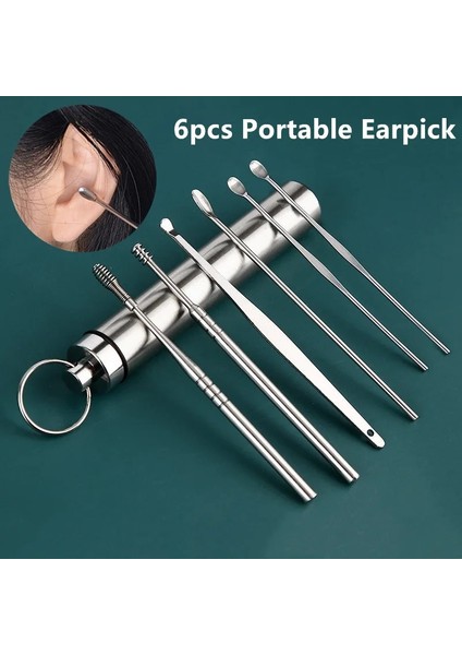 6 Adet Paslanmaz Çelik Kulak Kepçesi Kulak Toplama Aracı Seti Yetişkin Çocuk Spiral Kulak Izgarası Kulak Kepçesi Kulak Temizleyici 6 Parçalı Set (Yurt Dışından)
