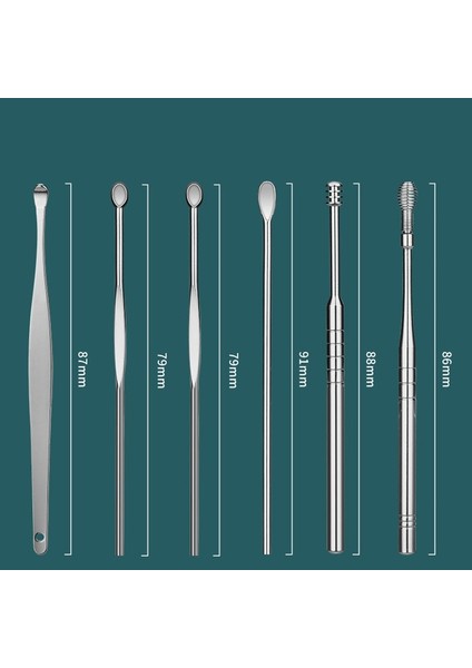6 Adet Paslanmaz Çelik Kulak Kepçesi Kulak Toplama Aracı Seti Yetişkin Çocuk Spiral Kulak Izgarası Kulak Kepçesi Kulak Temizleyici 6 Parçalı Set (Yurt Dışından)