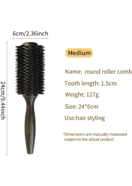 Orta Profesyonel Yüksek Kalite 63 mm Domuzu Kıl Saç Ahşap Yuvarlak Fırça Uzun Saç Şekillendirici Tarak Kıvırcık ve Düz Kuaförlük Tarak (Yurt Dışından)