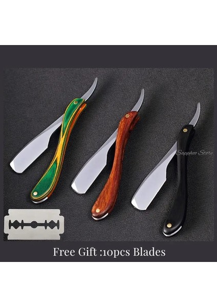 Veya Abs Saplı Jilet Erkek Tıraş Berber Aletleri Düz Manuel Jilet Kuaförlük Bıçağı Kaş Tıraş Paslanmaz Çelik Düz Jilet Ücretsiz 10 Bıçak (Yurt Dışından)