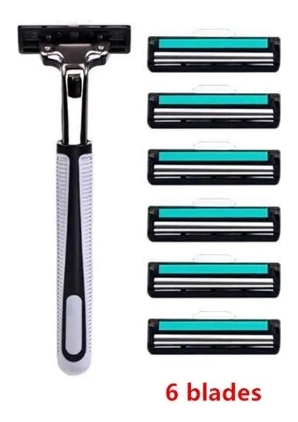 Erkekler Için Stil 6 Manuel Tıraş Kafayı Değiştirin Rahat Tıraş Bıçakları (Yurt Dışından)
