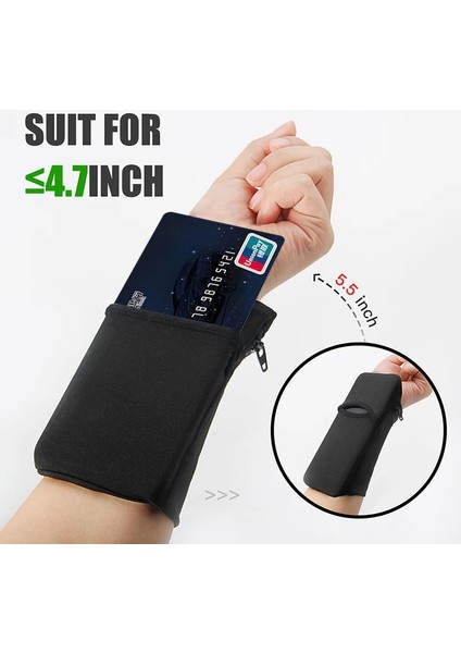 Siyah Spor Mini Pamuk Bilek Cep Kılıfı Koşu Spor Çantası Cüzdan Bisiklet Cep Telefonu Kartları Bakım Parantez Fermuar Bilek Çantası (Yurt Dışından)